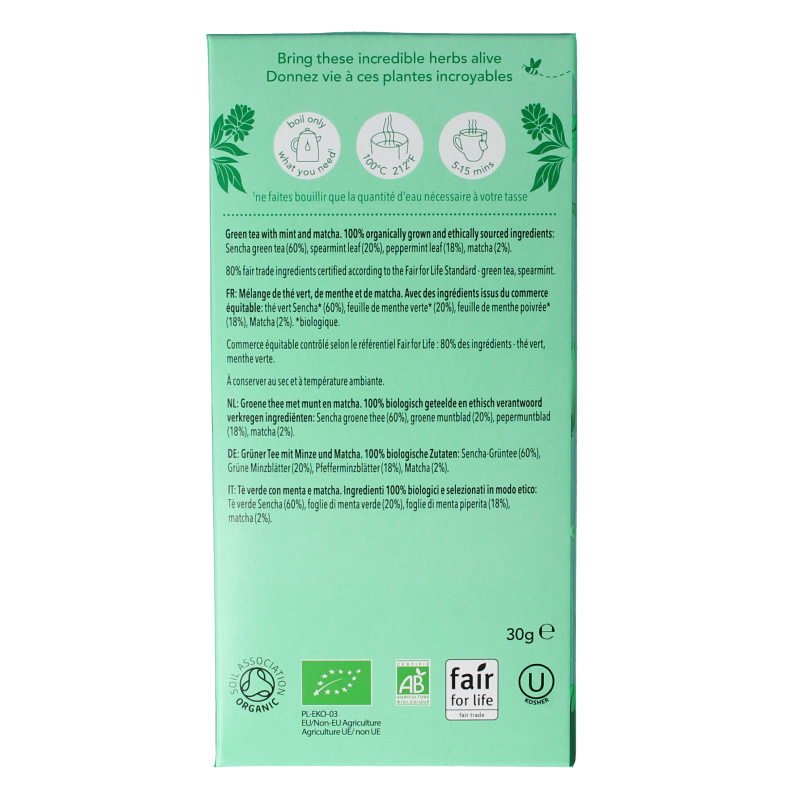 Pukka Mint matcha green tea bio 20 Zakjes