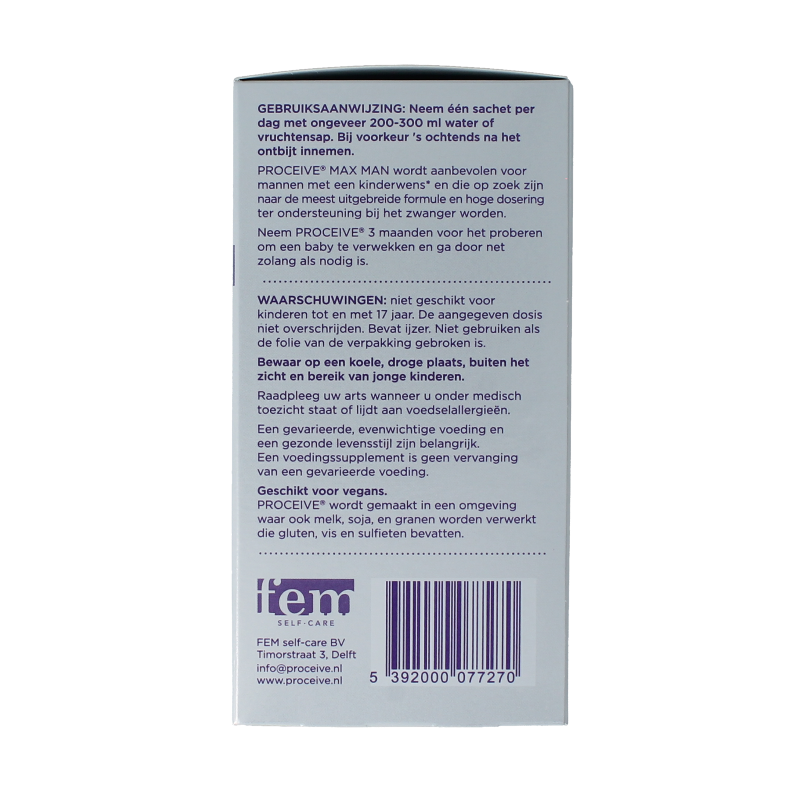 Proceive Kinderwens max man sachets 30 Stuks
