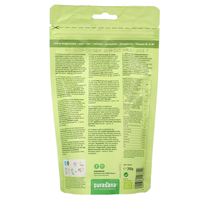 Purasana Gerstegras sappoeder bio 200 Gram