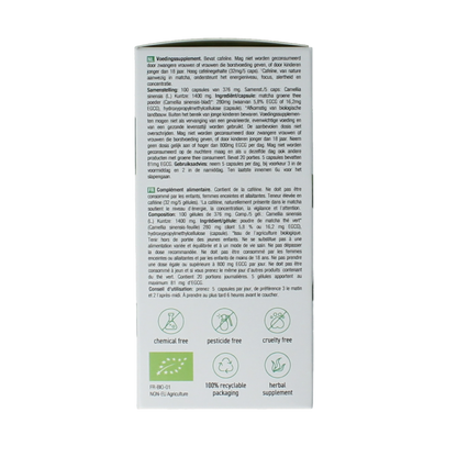 Purasana Matcha vegan bio 100 Vegetarische capsules