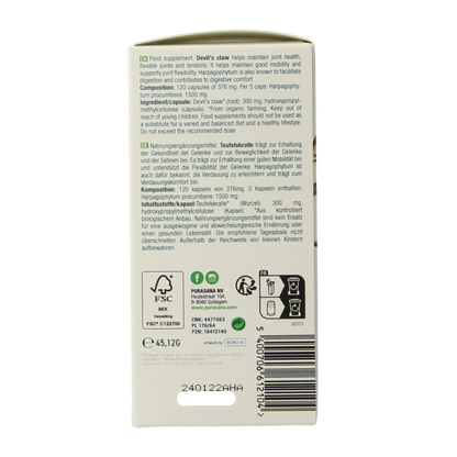 Purasana Duivelsklauw vegan bio 120 Vegetarische capsules