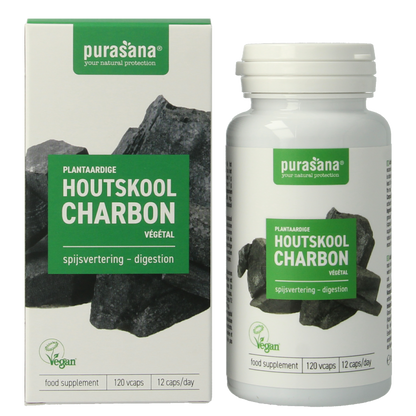 Purasana Plantaardige houtskool vegan 120 Vegetarische capsules