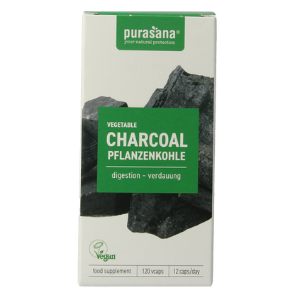 Purasana Plantaardige houtskool vegan 120 Vegetarische capsules