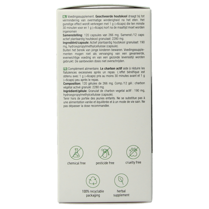 Purasana Plantaardige houtskool vegan 120 Vegetarische capsules