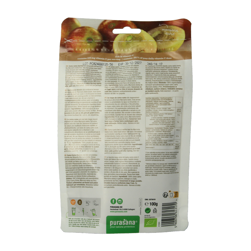 Purasana Camu Camu poeder vegan bio 100 Gram