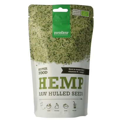 Purasana Gepeld hennepzaad hulled hemp seeds bio 200 Gram