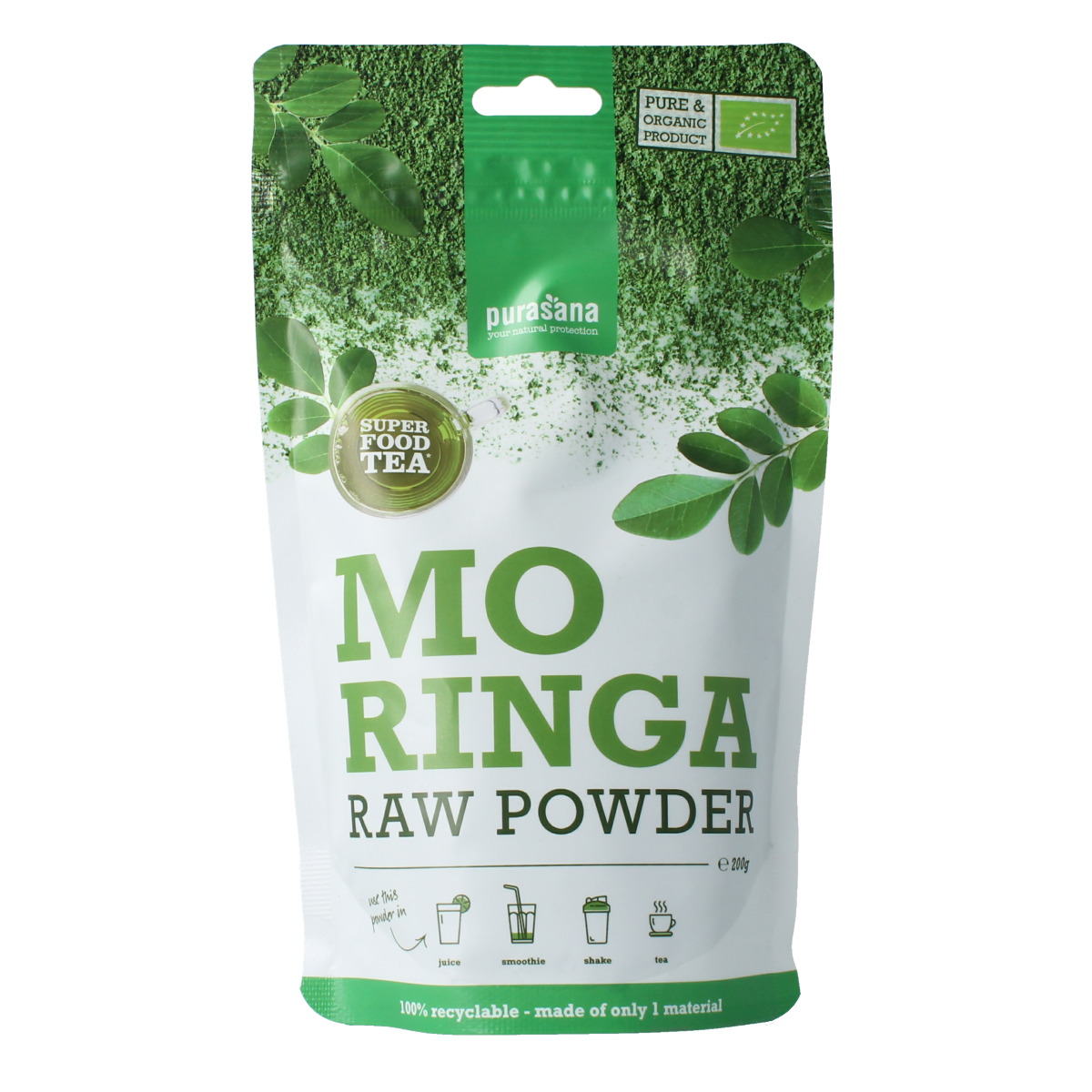 Purasana Moringa poeder vegan bio 200.00 Gram