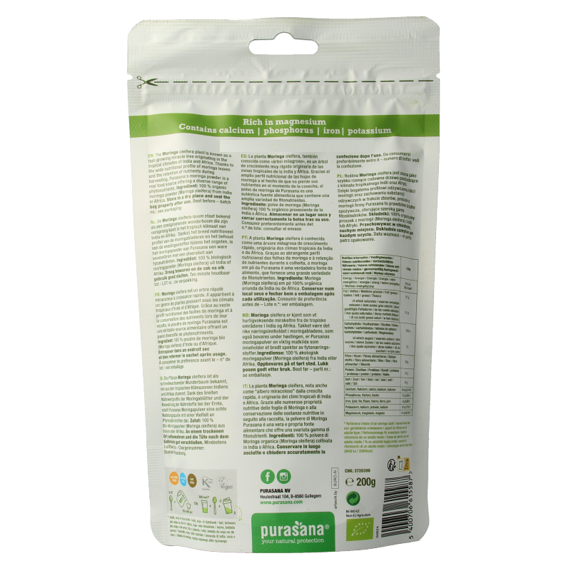 Purasana Moringa poeder vegan bio 200 Gram