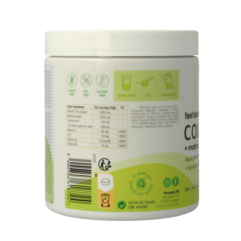 Purasana Collageen matcha feel beautiful 240 Gram