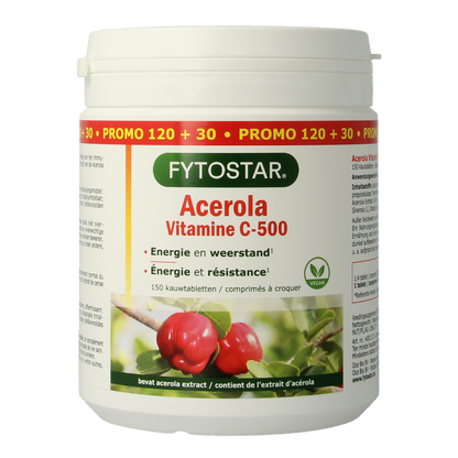 Fytostar Acerola vitamine C 500 kauwtablet 150.00 Kauwtabletten