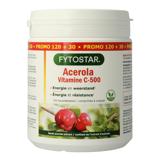 Fytostar Acerola vitamine C 500 kauwtablet 150.00 Kauwtabletten
