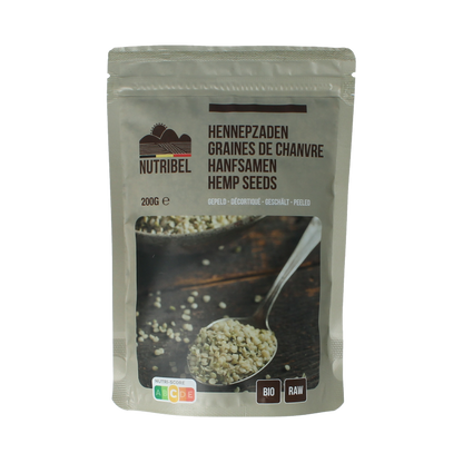 Nutribel Hennepzaad gepeld raw bio 200 Gram