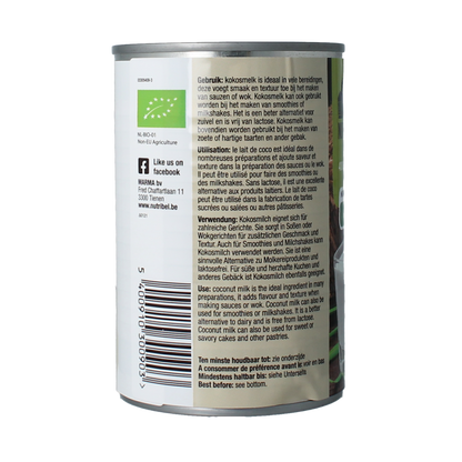 Nutribel Kokosmelk glutenvrij bio 400.00 Milliliter
