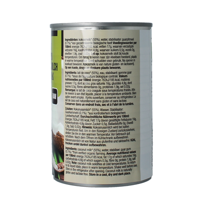 Nutribel Kokosmelk glutenvrij bio 400.00 Milliliter