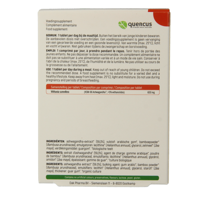 Quercus Ashwagandha bio 60 Tabletten