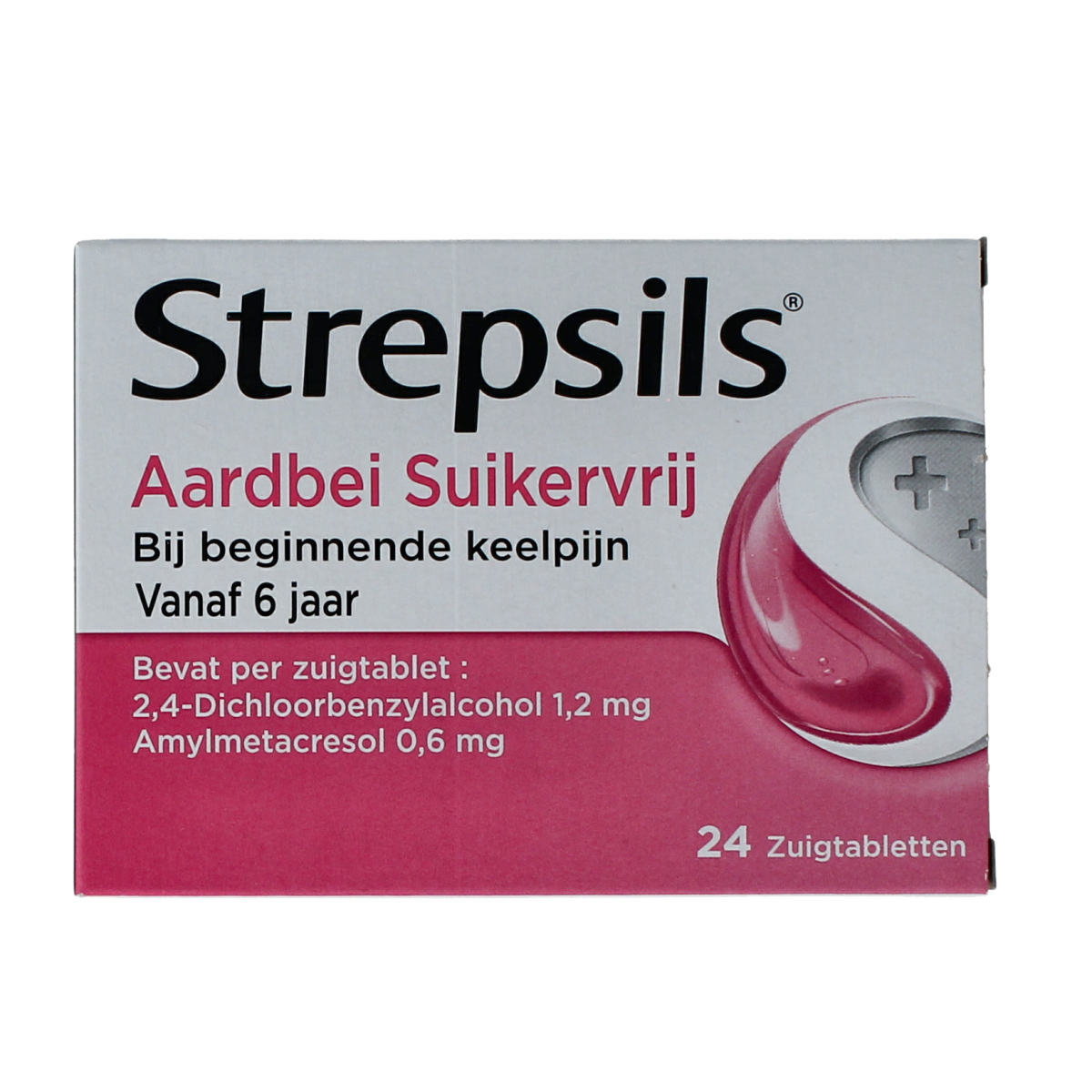 Strepsils Aardbei suikervrij 24.00 Zuigtabletten
