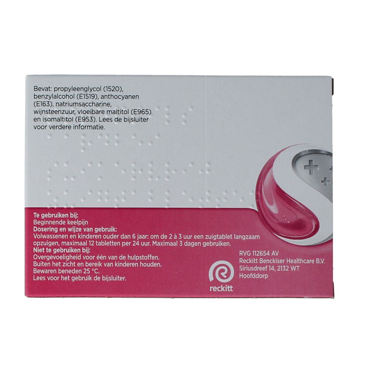 Strepsils Aardbei suikervrij 24.00 Zuigtabletten