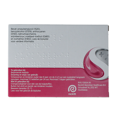 Strepsils Aardbei suikervrij 24.00 Zuigtabletten