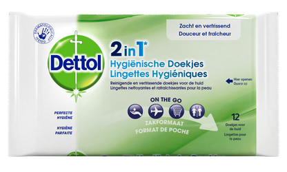 Dettol Wipes 2-in-1 12.00 Stuks