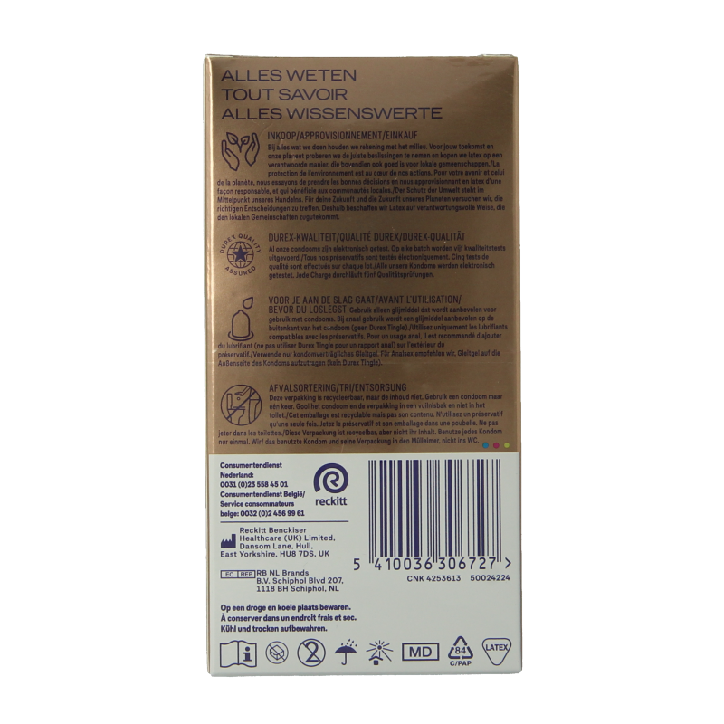 Durex Nude extra lube condooms 10 Stuks