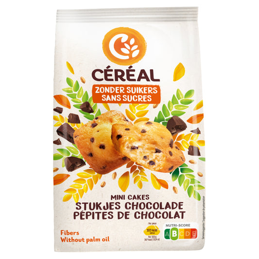 Cereal Mini cakes met stukjes chocolade zonder suikers 196 Gram