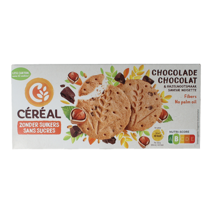 Cereal Zandkoekjes chocolade & hazelnoot zonder suikers 132 Gram