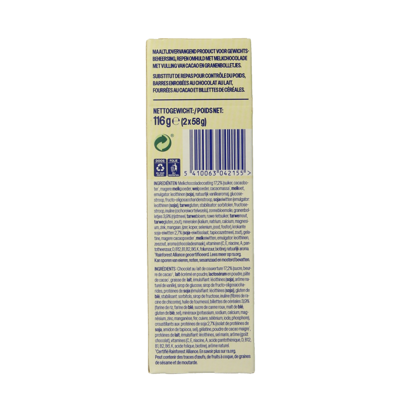 WeCare Meal replacement bars choco crisp 116 Gram