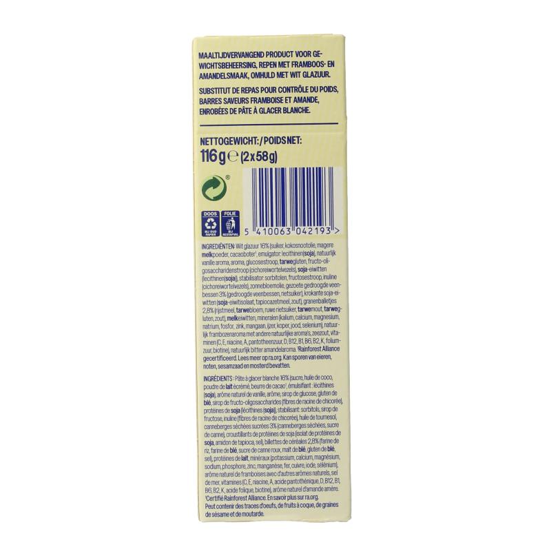 WeCare Meal replacement bars raspberry & almond 116 Gram