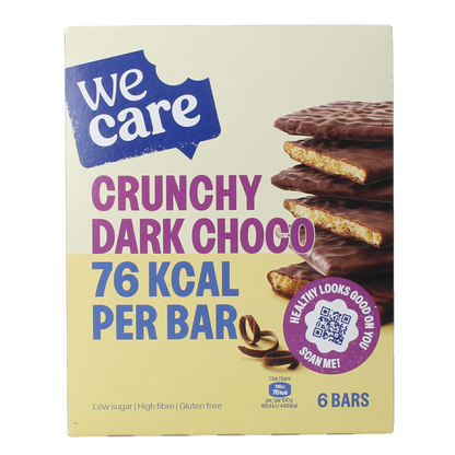 WeCare Lower kcal/carb bars crunchy dark choco 102 Gram