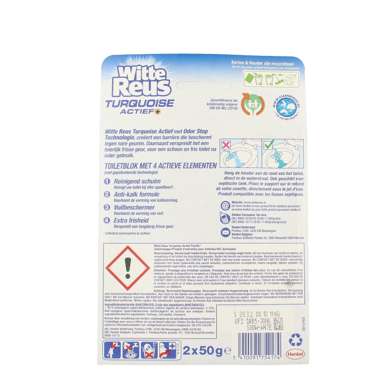 Witte Reus Toiletblok turquoise actief 2 Stuks