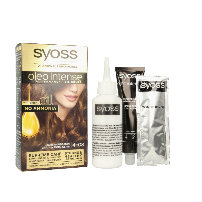 Syoss Color Oleo Intense 4-08 licht goudbruin haarverf  1 Set