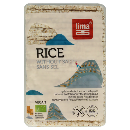 Lima Rijstwafels zonder zout dun recht bio 130 Gram