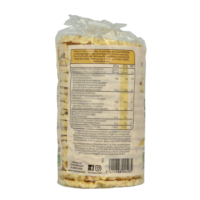 Lima Maiswafels dun rond bio 120 Gram
