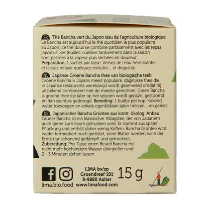 Lima Green bancha thee builtjes bio 10 Zakjes