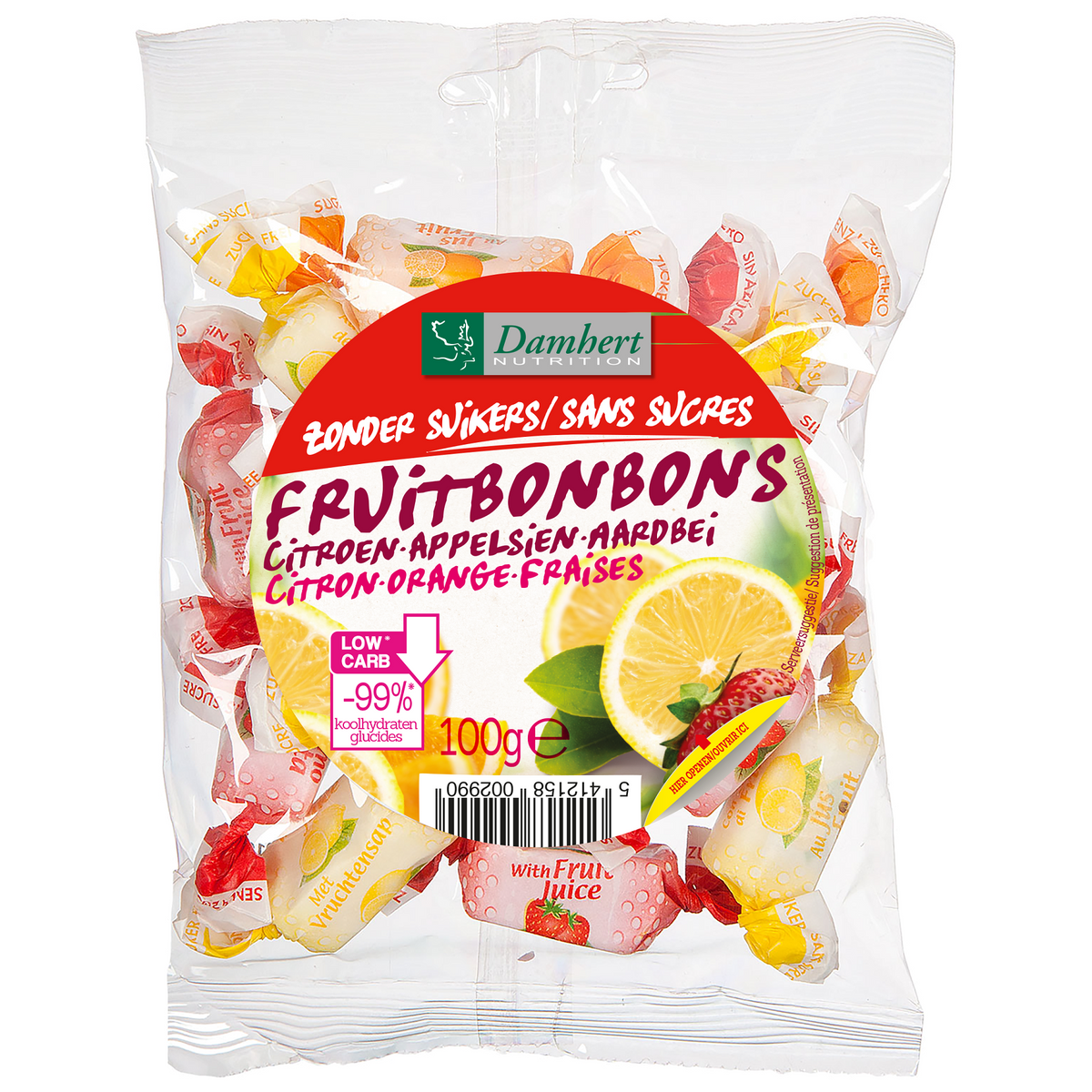 Damhert Fruitbonbons zonder suiker 100.00 Gram