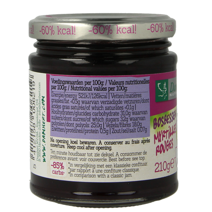 Damhert Confituur bosbes/rode bes low carb 210 Gram
