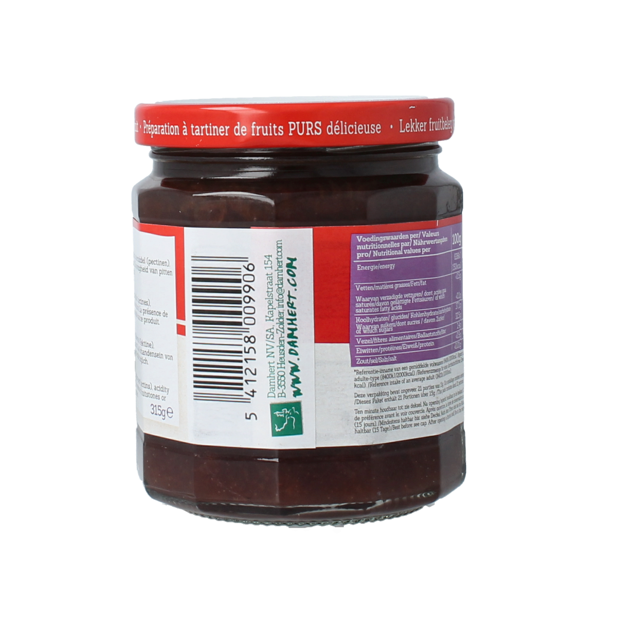 Damhert Puur fruit confituur pruimen 315.00 Gram