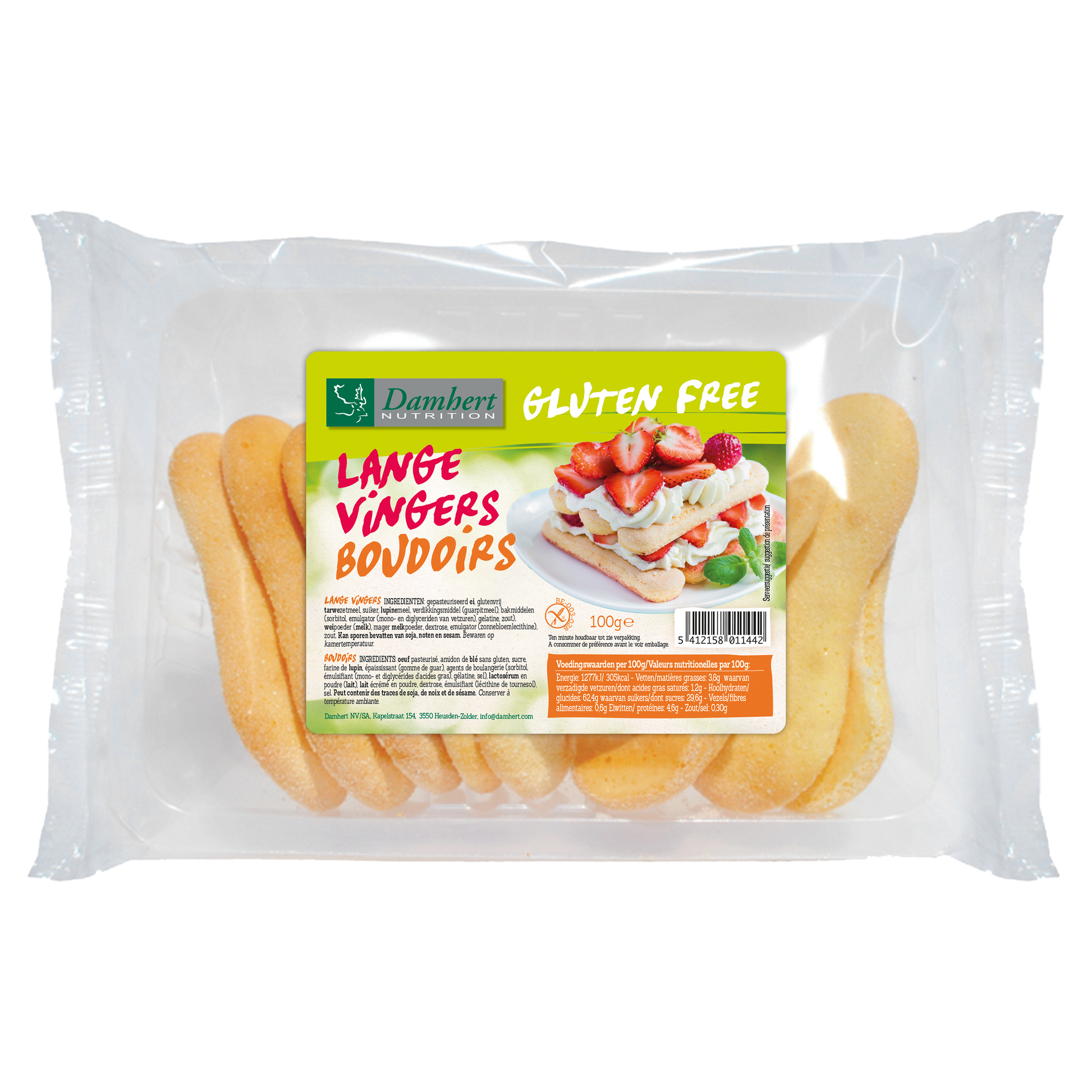Damhert Lange vingers koekje glutenvrij 100.00 Gram