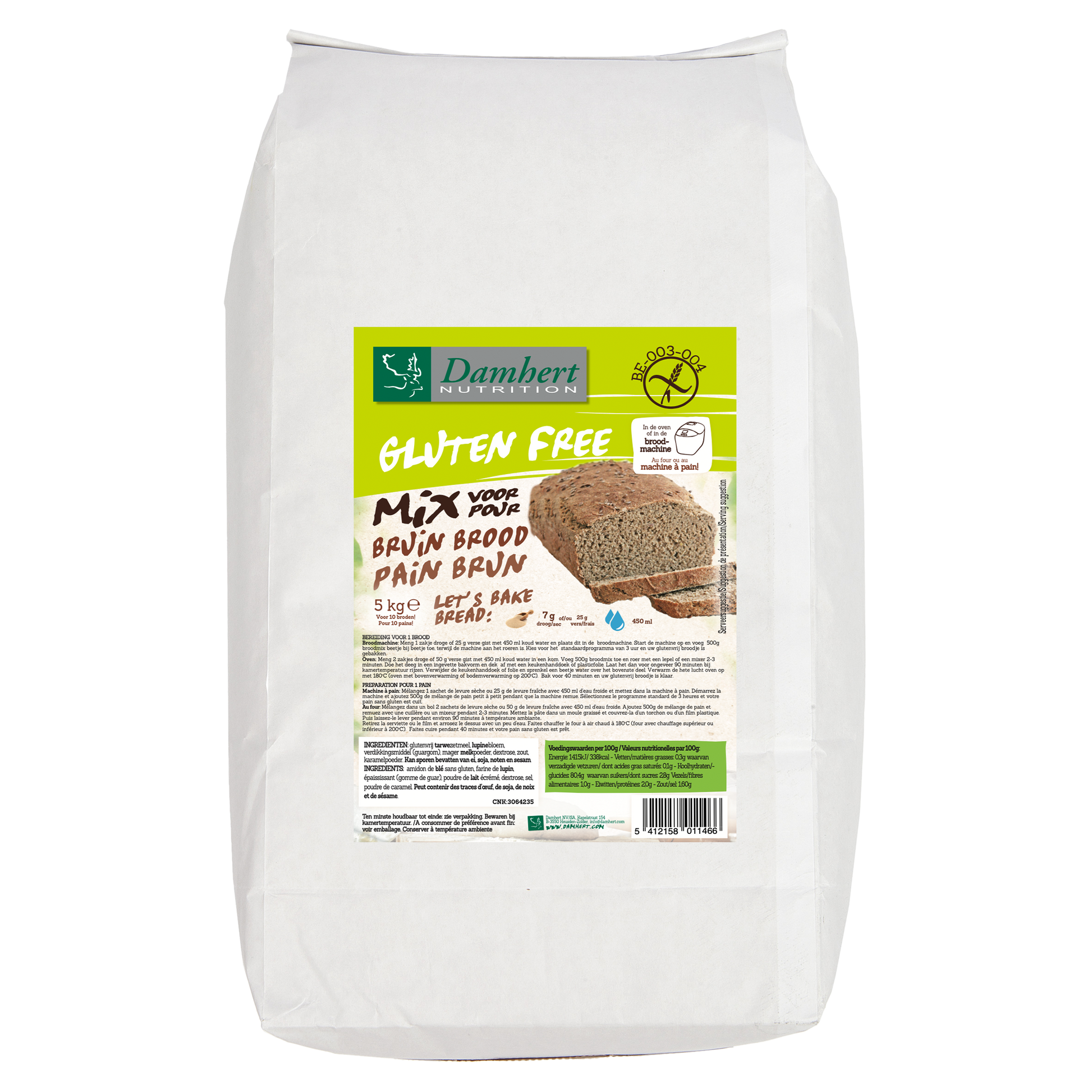 Damhert Broodmix bruin glutenvrij 5.00 Kilogram