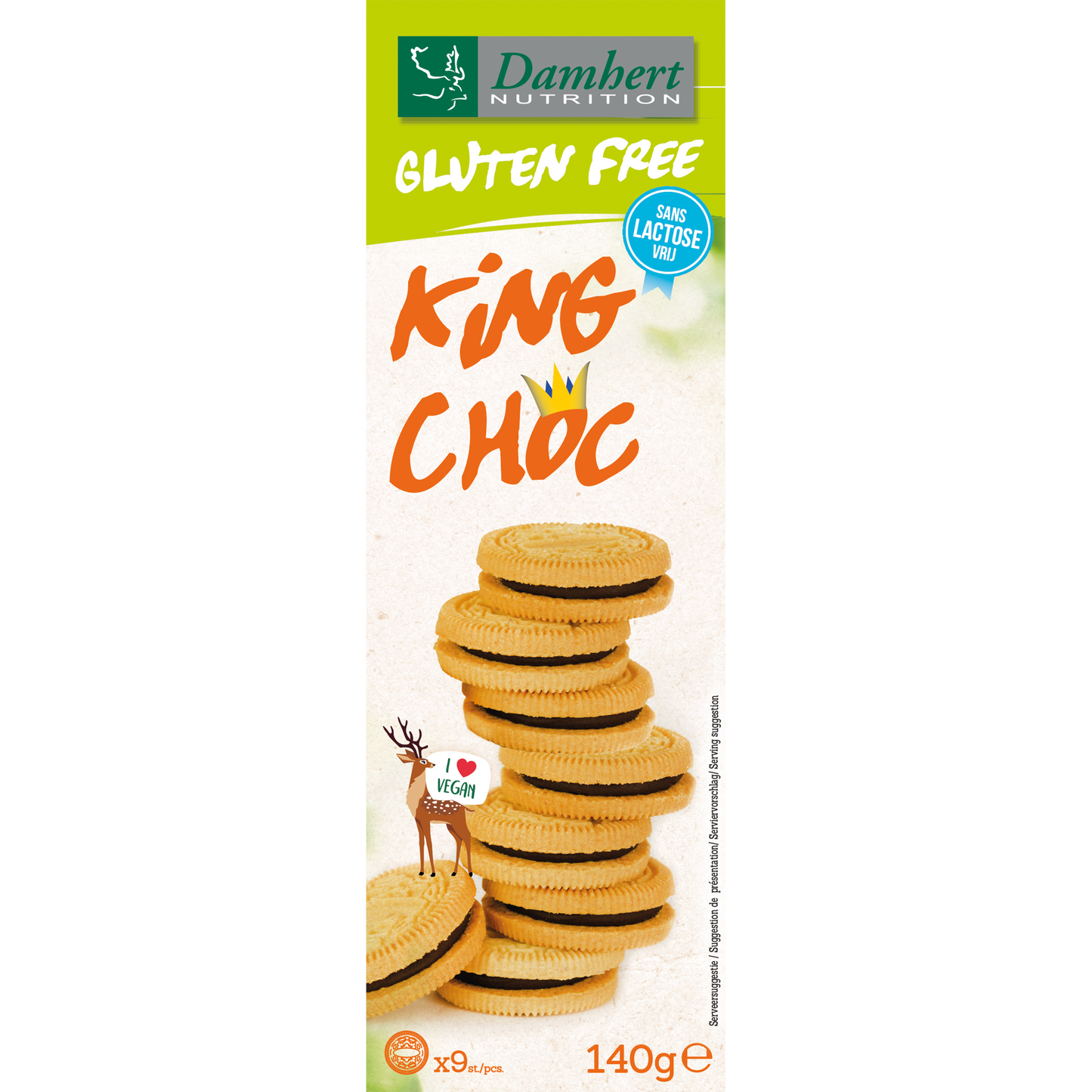 Damhert King chocolade koekjes lactose vrij 140.00 Gram