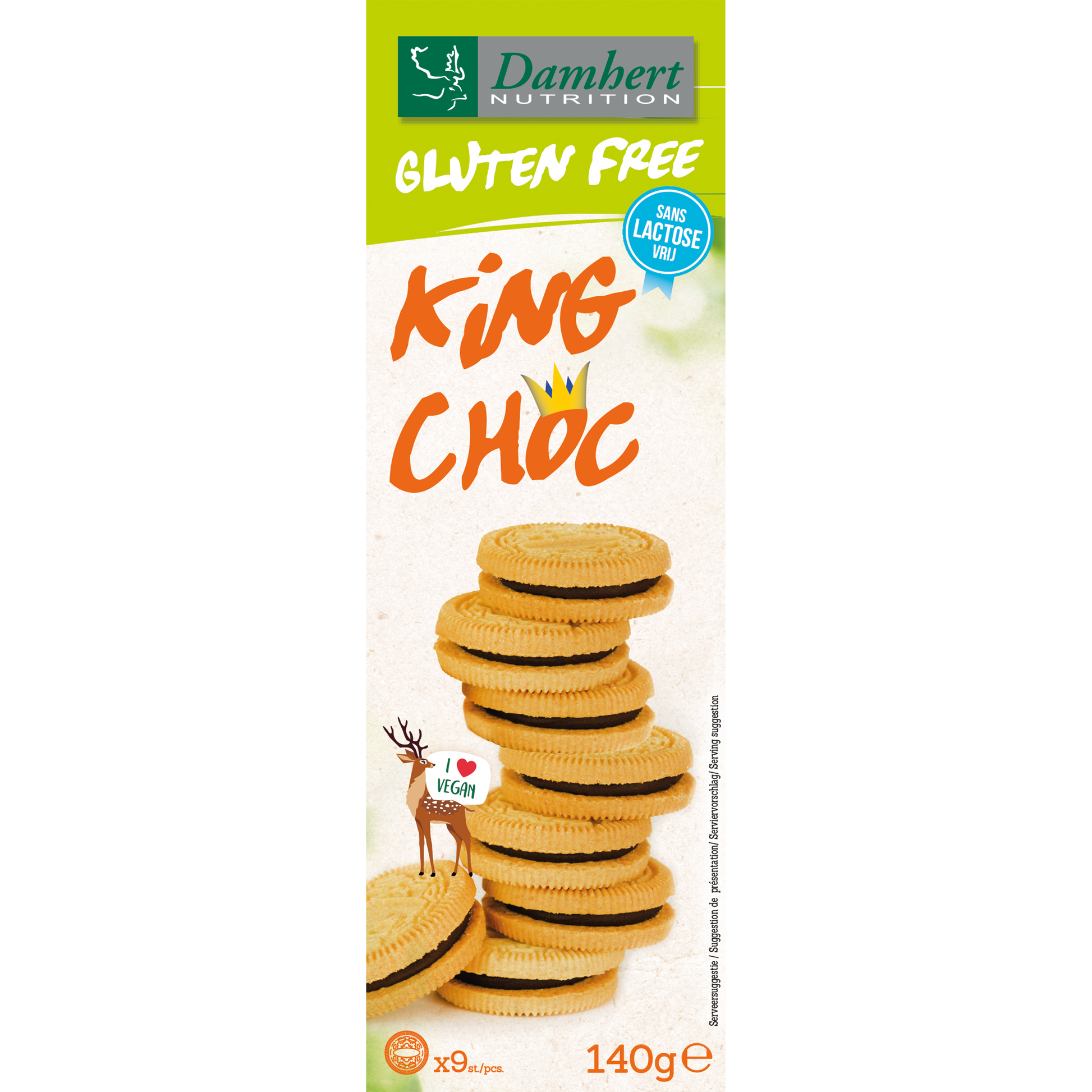 Damhert King chocolade koekjes lactose vrij 140.00 Gram