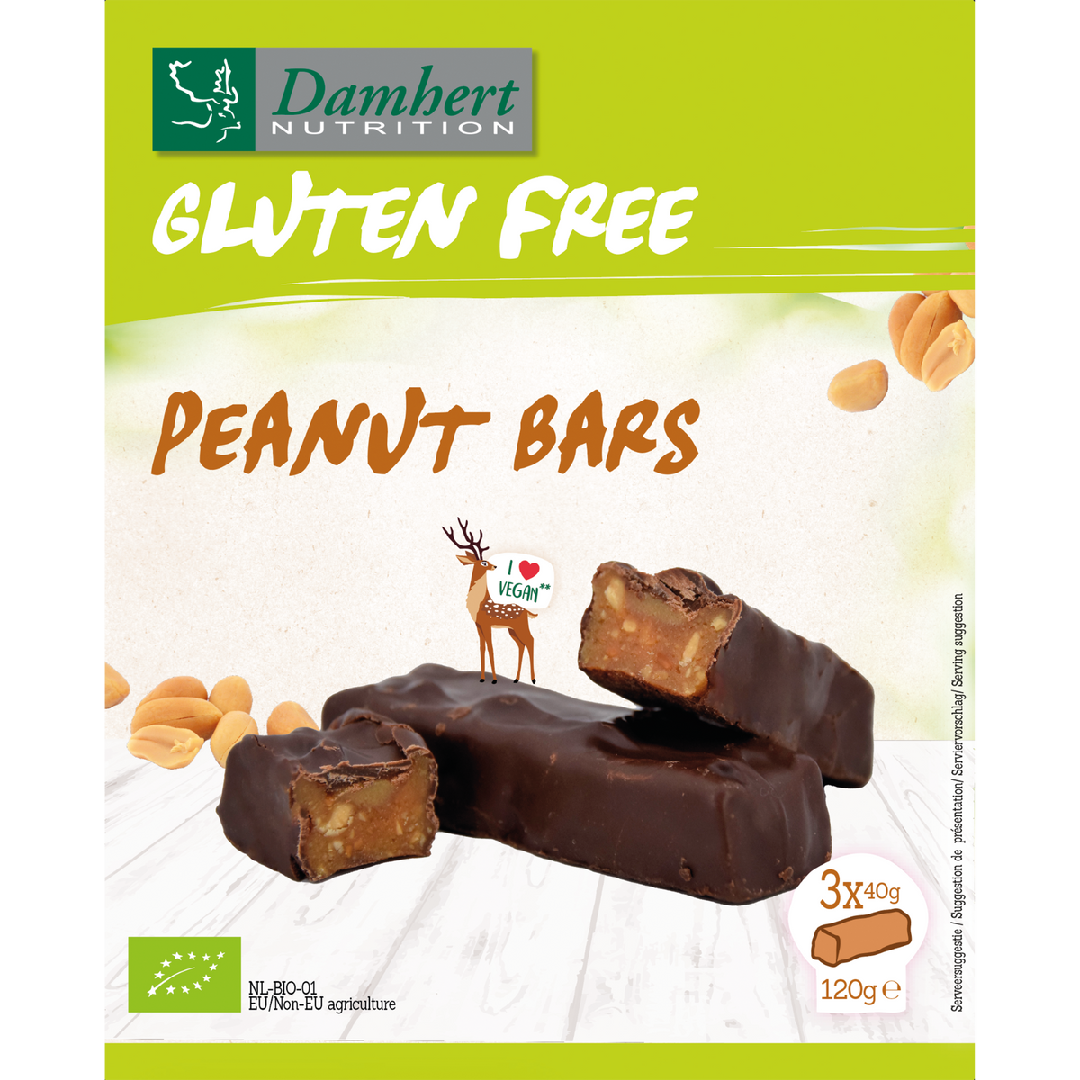Damhert Peanut bars glutenvrij bio 120.00 Gram
