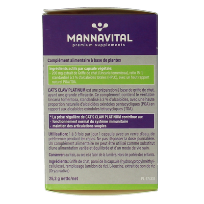 Mannavital Cat's claw platinum 60 Capsules