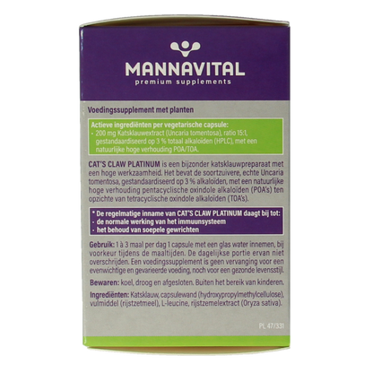 Mannavital Cat's claw platinum 60 Capsules