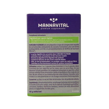 Mannavital Curcuma platinum 60 Vegetarische capsules