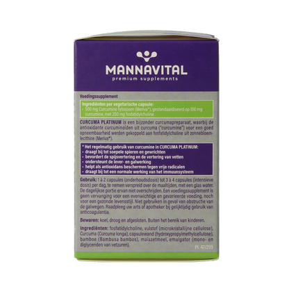 Mannavital Curcuma platinum 60 Vegetarische capsules