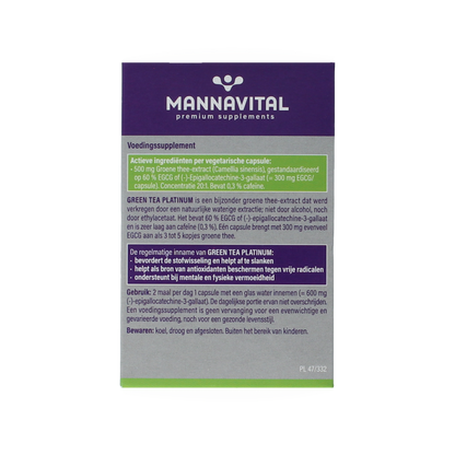 Mannavital Green tea platinum 60.00 Vegetarische capsules