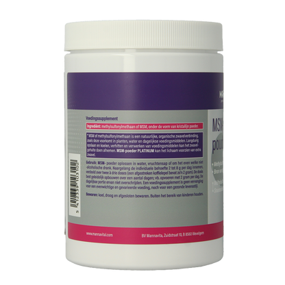 Mannavital MSM poeder platinum 500 Gram