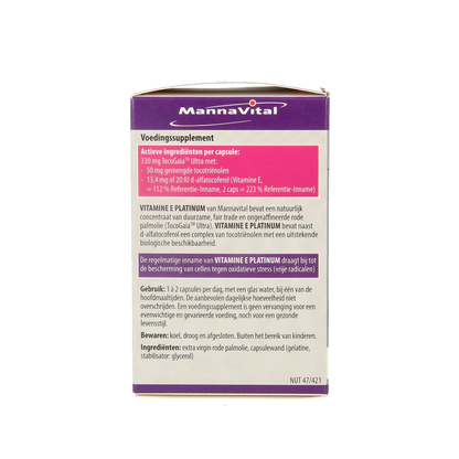 Mannavital Vitamine E platinum 60.00 Vegetarische capsules