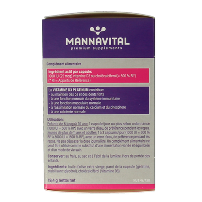Mannavital Vitamine D3 platinum 90 Capsules